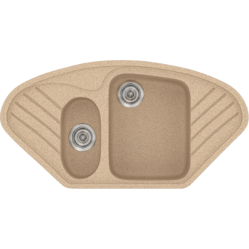 Sanitec Classic 302 - Νεροχύτης ένθετος συνθετικός με δύο γούρνες 96x51 Granite Beige