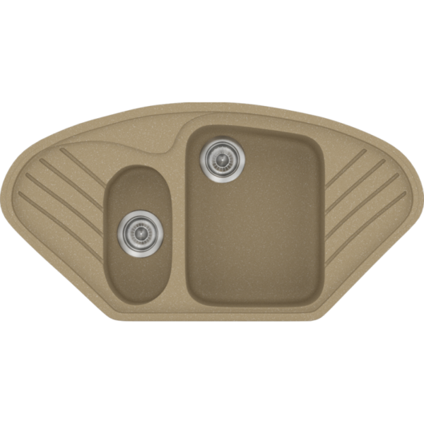 Sanitec Classic 302 - Νεροχύτης ένθετος συνθετικός με δύο γούρνες 96x51 Metallic Coffee