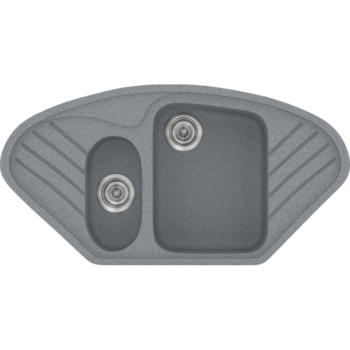 Sanitec Classic 302 - Νεροχύτης ένθετος συνθετικός με δύο γούρνες 96x51 Metallic Silver