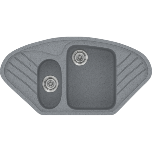 Sanitec Classic 302 - Νεροχύτης ένθετος συνθετικός με δύο γούρνες 96x51 Metallic Silver