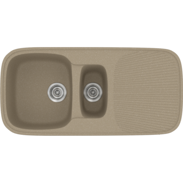 Sanitec Classic 301 - Νεροχύτης ένθετος συνθετικός με δύο γούρνες 97x50 Granite Taupe