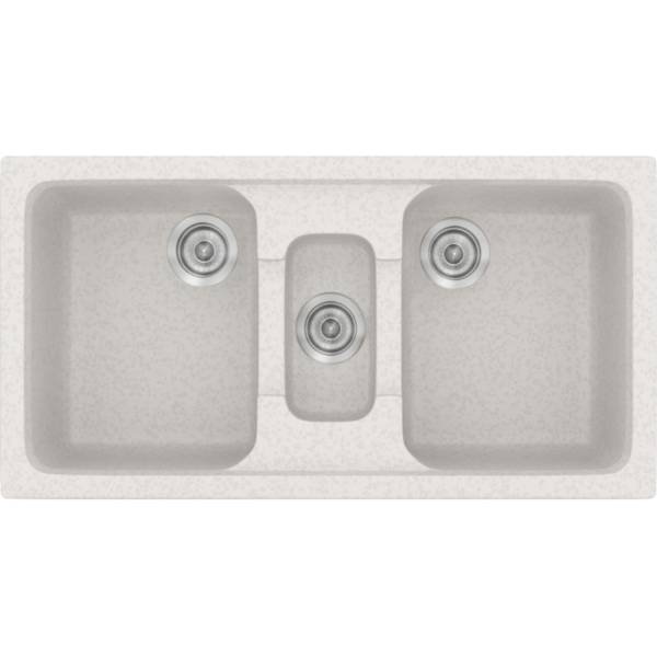 Sanitec Classic 325 - Νεροχύτης ένθετος συνθετικός με τρεις γούρνες 97x51 Metallic Ice
