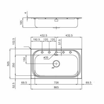 Foster 1000 - Ένθετος Νεροχύτης ανοξείδωτος 86,5x50,5cm Inox Σατινέ (Λείος) - Image 3