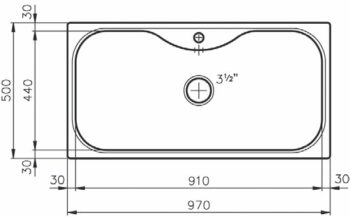 Foster Uragano - Ένθετος Νεροχύτης ανοξείδωτος 97x50cm Inox Σατινέ (λείος) - Image 3