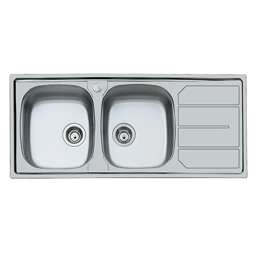 Foster 1000 - Ένθετος Νεροχύτης 116x50cm Inox με δύο γούρνες και ποδιά δεξιά