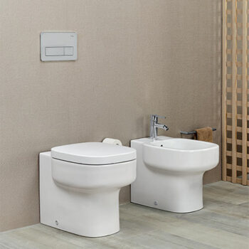 Sanitana Be you - Λεκάνη επιδαπέδια από πορσελάνη 54,5x37 cm με κάλυμμα Thermodur soft close White