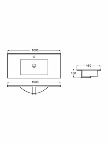 KLP Piccolo - Νιπτήρας Πορσελάνης ένθετος 101x46x18 cm White - Image 2