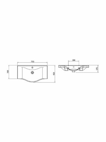 KLP Basic - Νιπτήρας Πορσελάνης ένθετος 75x45x17,5 cm White - Image 2