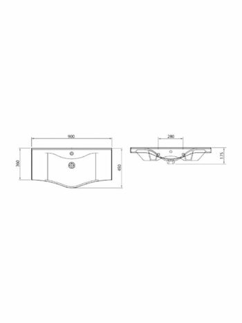 KLP Basic - Νιπτήρας Πορσελάνης ένθετος 90x45x17,5 cm White - Image 2