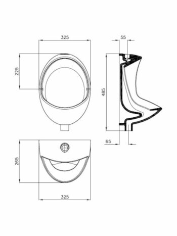 Sanitana Pik - Ουρητήριο κρεμαστό 32,5x48x26,5cm με σετ στήριξης και εσωτερική παροχή White - Image 3