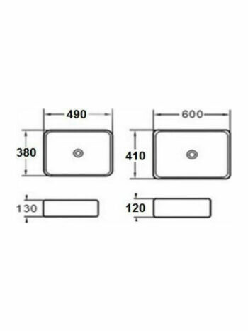 KLP Plus - Νιπτήρας Πορσελάνης επικαθήμενος 60x41x12 cm White - Image 2