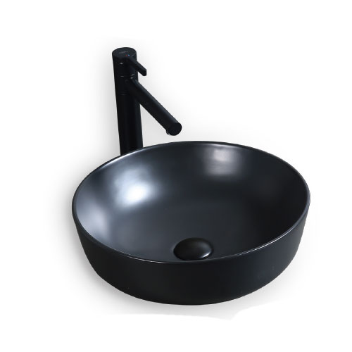 KLP Vera - Νιπτήρας Πορσελάνης επικαθήμενος Ø42/Y14 cm Black Matt