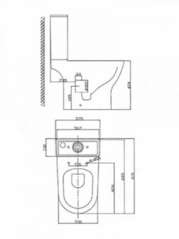 KLP Donna-Λεκάνη επιδαπέδια από πορσελάνη ΧΠ/ΚΣ 61x37,5 cm rimless με κάλυμμα slim soft close και καζανάκι White - Image 3