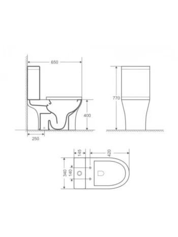 KLP Elka-Λεκάνη επιδαπέδια από πορσελάνη ΧΠ/ΠΣ 65x34 cm rimless με κάλυμμα slim soft close και καζανάκι White - Image 3