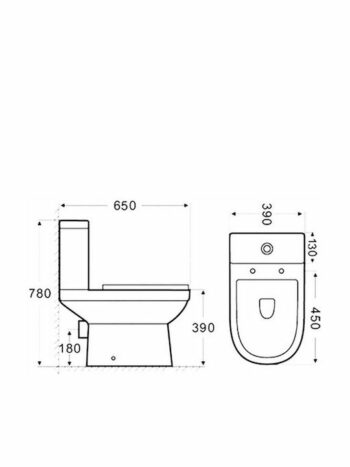 KLP Model T-Λεκάνη επιδαπέδια από πορσελάνη ΧΠ/ΠΣ 65x39 cm με κάλυμμα soft close και καζανάκι White - Image 3