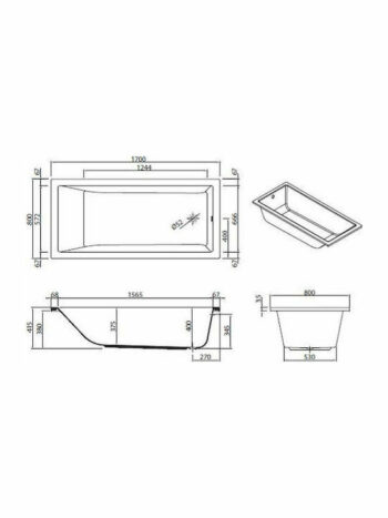 Sanitana Cubic - Μπανιέρα ένθετη ακρυλική 170x80x40Bcm White - Image 4