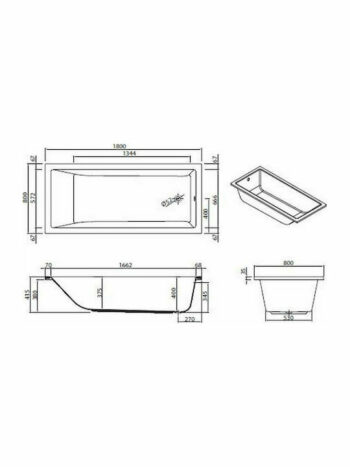 Sanitana Cubic - Μπανιέρα ένθετη ακρυλική 180x80x40Bcm White - Image 4