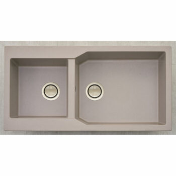 Crown Quadra Q98 - Ένθετος Νεροχύτης από γρανίτη 98x50cm με δύο γούρνες Bianco Ice (Λευκό)