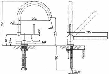 Teorema Jabil - Μπαταρία κουζίνας Πάγκου ανακλινόμενη Chrome - Image 3