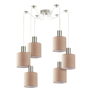 Home Lighting - Φωτιστικό οροφής ADEPT TUBE Nickel Matt Pendant Brown Fabric Shade Πολύφωτο
