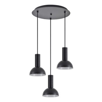 Home Lighting - Φωτιστικό οροφής ADEPT TUBE Black Pendant Black Metal Shade Τρίφωτο