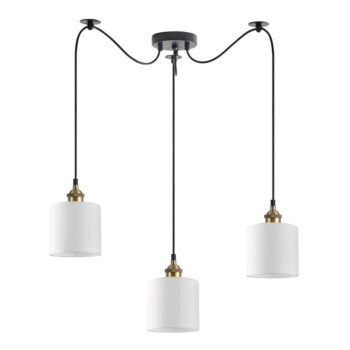 Home Lighting - Φωτιστικό οροφής MAGNUM BRONZE White Shade Pendant Τρίφωτο