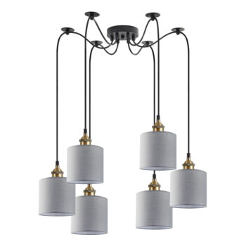 Home Lighting - Φωτιστικό οροφής MAGNUM BRONZE Grey Shade Pendant Πολύφωτο