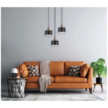 Home Lighting - Φωτιστικό οροφής MAGNUM BRONZE Black Metal Shade Pendant Τρίφωτο - Image 2