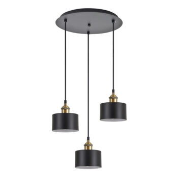Home Lighting - Φωτιστικό οροφής MAGNUM BRONZE Black Metal Shade Pendant Τρίφωτο