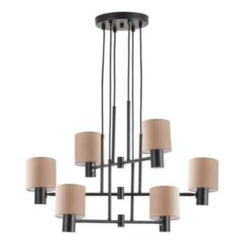 Home Lighting - Φωτιστικό οροφής ADEPT PENDANT Black Metal Pendant Brown Shade Πολύφωτο