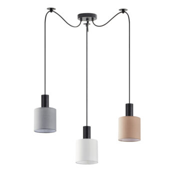 Home Lighting - Φωτιστικό οροφής ADEPT FLEX Black Pendant White, Grey, Brown Fabric Shade Τρίφωτο