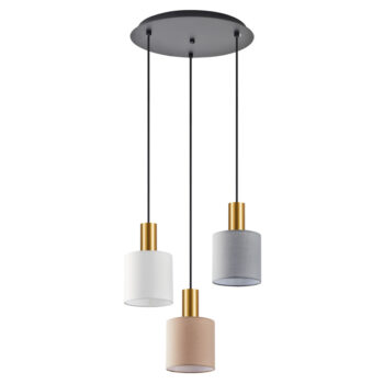 Home Lighting - Φωτιστικό οροφής ADEPT FLEX Gold Matt Pendant White, Grey, Brown Fabric Shade Τρίφωτο
