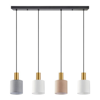 Home Lighting - Φωτιστικό οροφής ADEPT FLEX Gold Matt Pendant White, Grey, Brown Fabric Shade Πολύφωτο