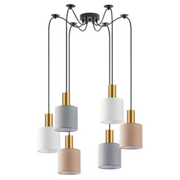 Home Lighting - Φωτιστικό οροφής ADEPT FLEX Gold Matt Pendant White, Grey, Brown Fabric Shade Πολύφωτο