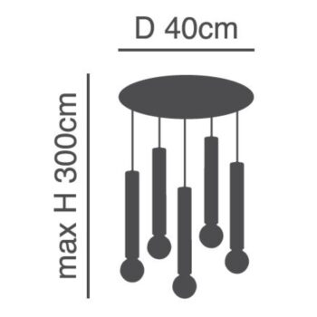Home Lighting - Φωτιστικό οροφής ADEPT TUBE BLACK Black Pendant Πολύφωτο -3