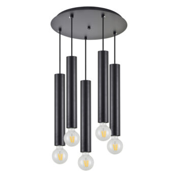 Home Lighting - Φωτιστικό οροφής ADEPT TUBE BLACK Black Pendant Πολύφωτο