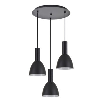 Home Lighting - Φωτιστικό οροφής ADEPT TUBE Black Pendant Black Metal Shade Τρίφωτο