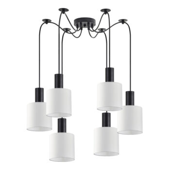 Home Lighting - Φωτιστικό οροφής ADEPT TUBE Black Pendant White Fabric Shade Πολύφωτο