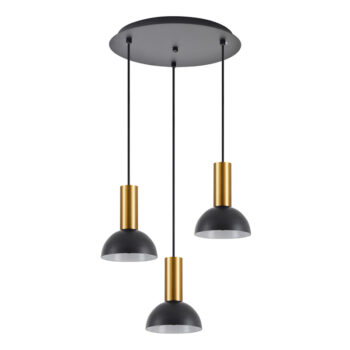 Home Lighting - Φωτιστικό οροφής ADEPT TUBE Gold Matt Pendant Black Metal Shade Τρίφωτο