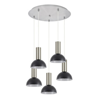 Home Lighting - Φωτιστικό οροφής ADEPT TUBE Nickel Matt Pendant Black Metal Shade Πολύφωτο