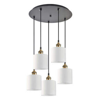 Home Lighting - Φωτιστικό οροφής MAGNUM BRONZE White Shade Pendant Πολύφωτο