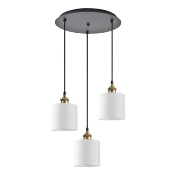 Home Lighting - Φωτιστικό οροφής MAGNUM BRONZE White Shade Pendant Τρίφωτο