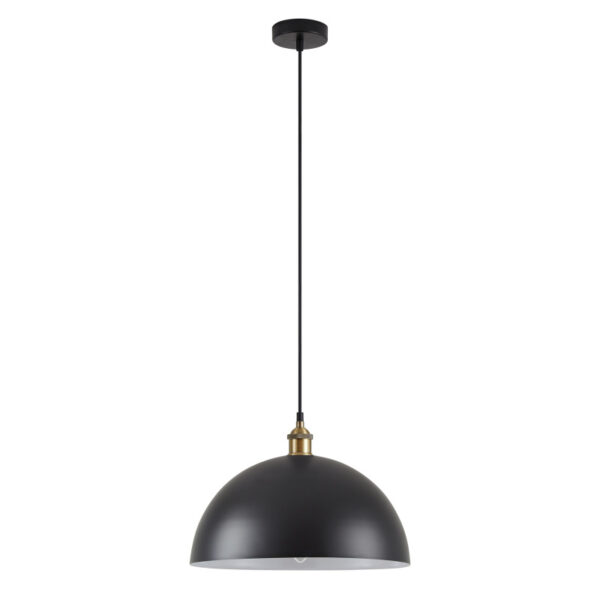 Home Lighting - Φωτιστικό οροφής MAGNUM Bronze Metal Pendant Black Shade with Black Fabric Cable Μονόφωτο