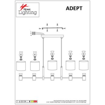 Home Lighting - Φωτιστικό οροφής ADEPT Nickel matt pendant brown shade Πολύφωτο - Image 4