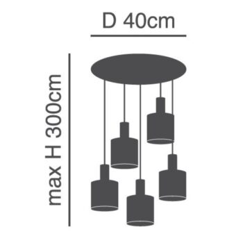 Home Lighting - Φωτιστικό οροφής ADEPT TUBE Gold Matt Pendant Brown Fabric Shade Πολύφωτο - Image 2