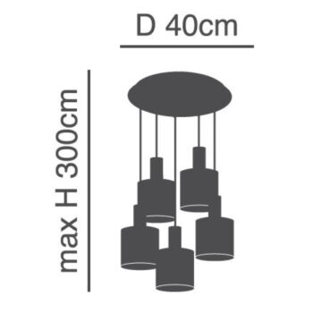 Home Lighting - Φωτιστικό οροφής ADEPT FLEX Black Pendant White, Grey, Brown Fabric Shade Πολύφωτο - Image 3