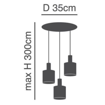 Home Lighting - Φωτιστικό οροφής ADEPT TUBE Black Pendant White Fabric Shade Τρίφωτο - Image 2