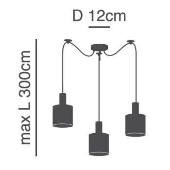 Home Lighting-Φωτιστικό οροφής ADEPT FLEX Black Pendant White, Grey, Brown Fabric Shade Τρίφωτο