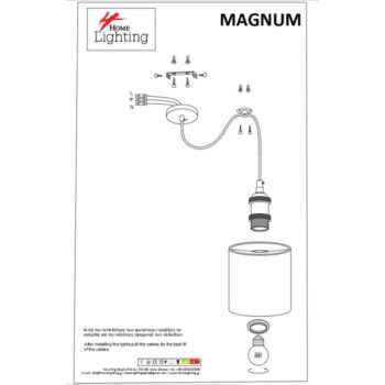 Home Lighting - Φωτιστικό οροφής MAGNUM BRONZE Grey Shade Pendant Πολύφωτο - Image 5
