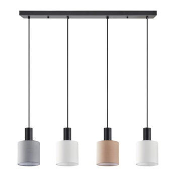 Home Lighting - Φωτιστικό οροφής ADEPT FLEX Black Pendant White, Grey, Brown Fabric Shade Πολύφωτο